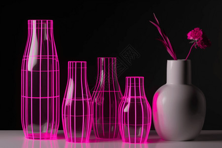 创意合成粉色花瓶图片
