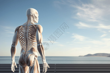 3D渲染人体骨架模型图片