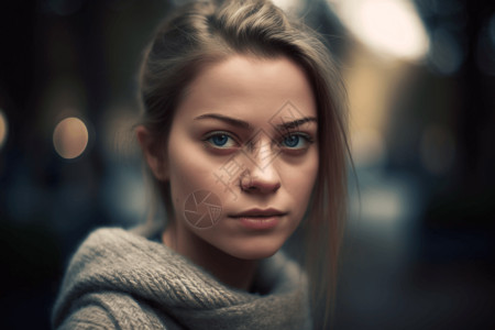 写实眼睛素材背景模糊的女孩脸部背景