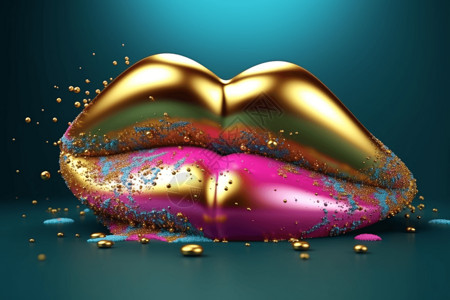 一颗珍珠彩色唇彩艺术设计图片