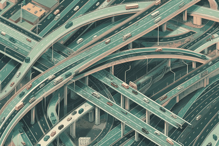 高速路背景繁忙的高速公路插画