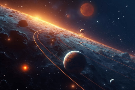 太阳系八大行星太空尘埃与星球设计图片