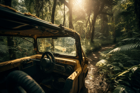 森林的越野车图片