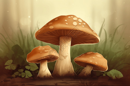 质感地面毒蘑菇插画