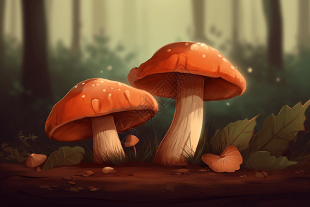 质感地面蘑菇插图插画