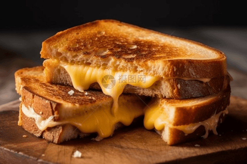 美味的黄油奶酪三明治图片