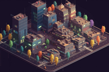 傍晚下的城市模型图片