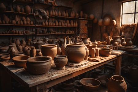 烧制陶器陶器工作室陈列背景