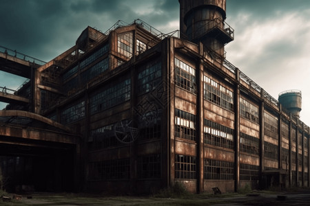 旧厂房工厂老水塔高清图片