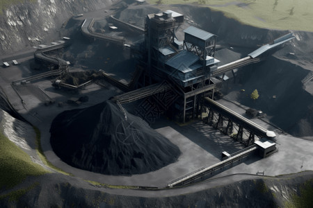 煤矿厂鸟瞰效果图高清图片