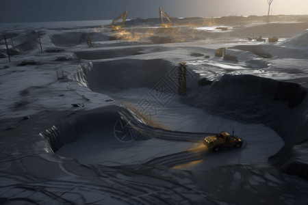北极圈油砂开挖工地高清图片