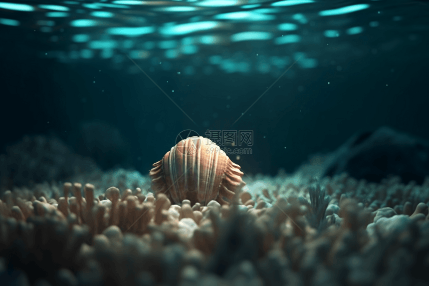 贝壳在海底图片