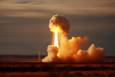 多发射火箭系统火箭在火焰中发射设计图片