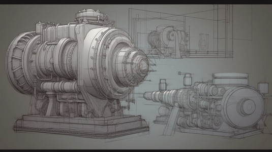 机械设备组装图纸背景图片