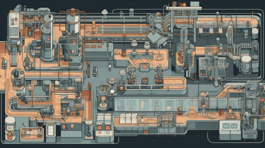 工业自动化生产插画背景图片