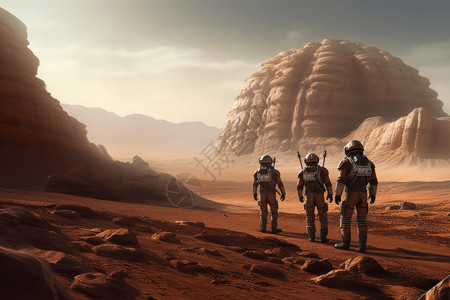 外星移民宇航员到达火星设计图片