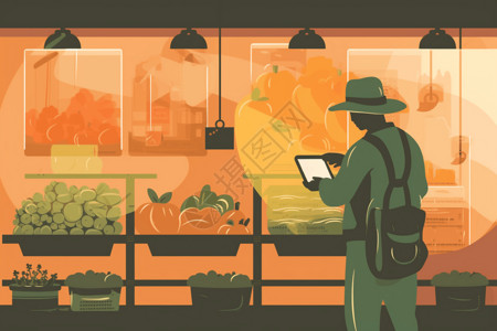 蔬果市场蔬果采购概念插画