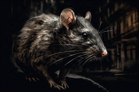 老鼠的特写插画背景图片