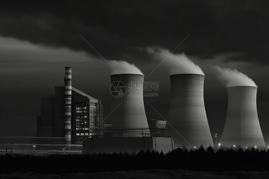 一个核电站工厂烟囱图片