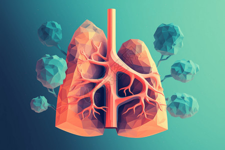 科学科普肺的艺术化3D图插画