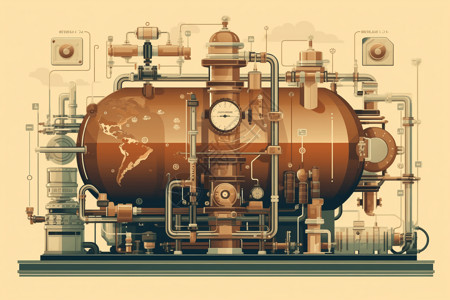 储能系统氢气加油站插画