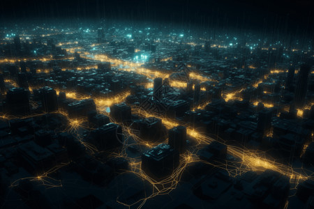 城市上的电力网络图片