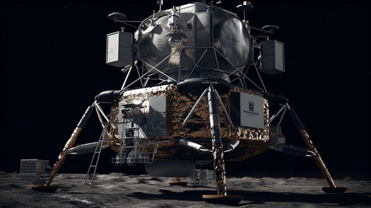 近距离观察停在月球表面的着陆器图片