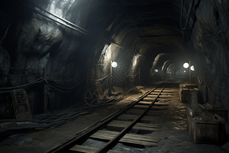 矿场的轨道地下铀矿高清图片