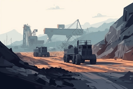的露天煤矿场景背景图片