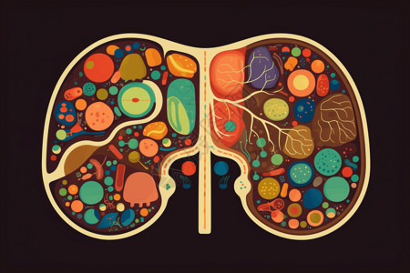 扁平肝脏器官插画图片