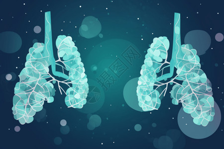绿色健康的肺抽象的肺部结构插画