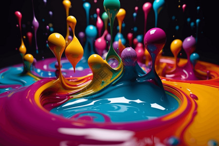水颜料混合一起的艺术颜料插画