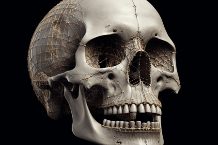 人类头骨的3D模型背景图片