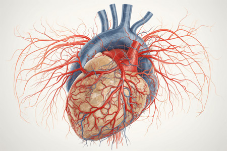 详细说明心脏和血管的全面平面插图插画