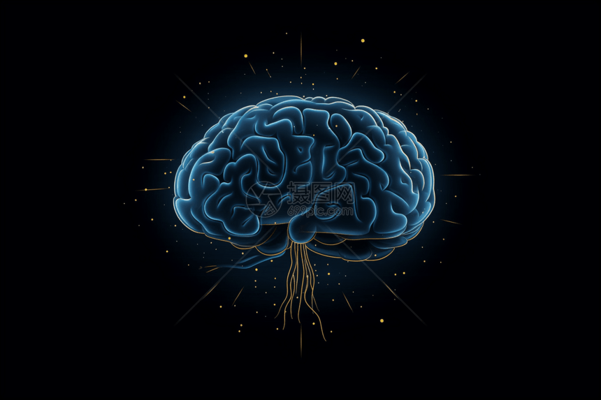 蓝色大脑抽象概念图图片