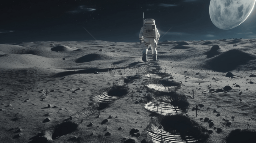宇航员登陆月球表面图片