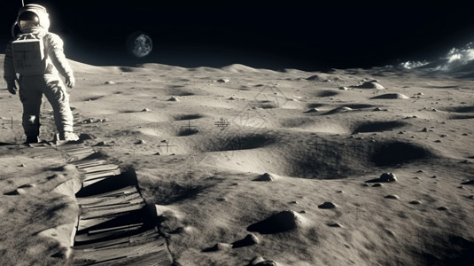 月球表面的足迹高清图片