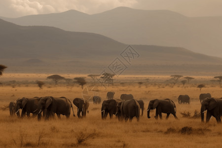 野外的大象背景图片