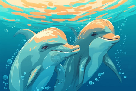 海里的海豚背景图片