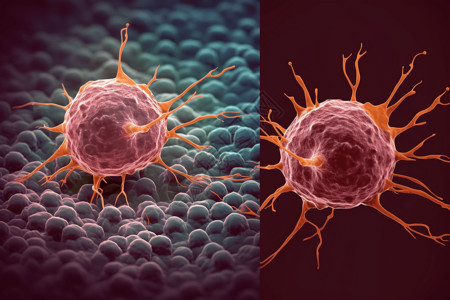 肿瘤细胞病毒分列插画