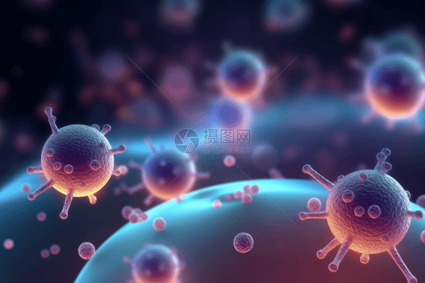 多个病毒细胞图片