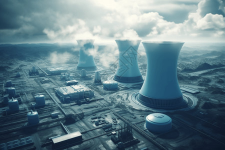 冒脑花冒着烟的核电站设计图片