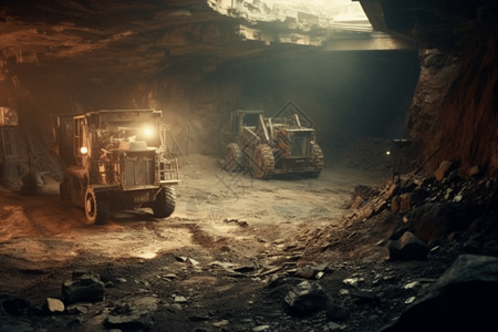 炉石机械素材矿工从矿山中提取铜背景