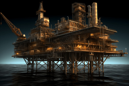 油气开采海洋里油气生产平台背景