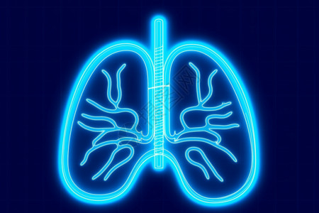 系统标志蓝色霓虹光线肺部插画