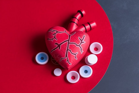 红色医学心脏模型图片