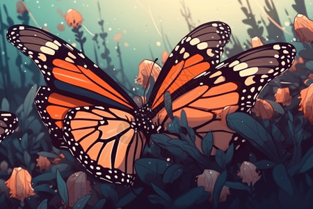 美丽的帝王蝶背景图片