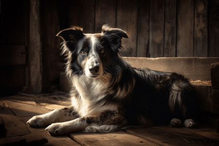 乡村农舍的牧羊犬图片