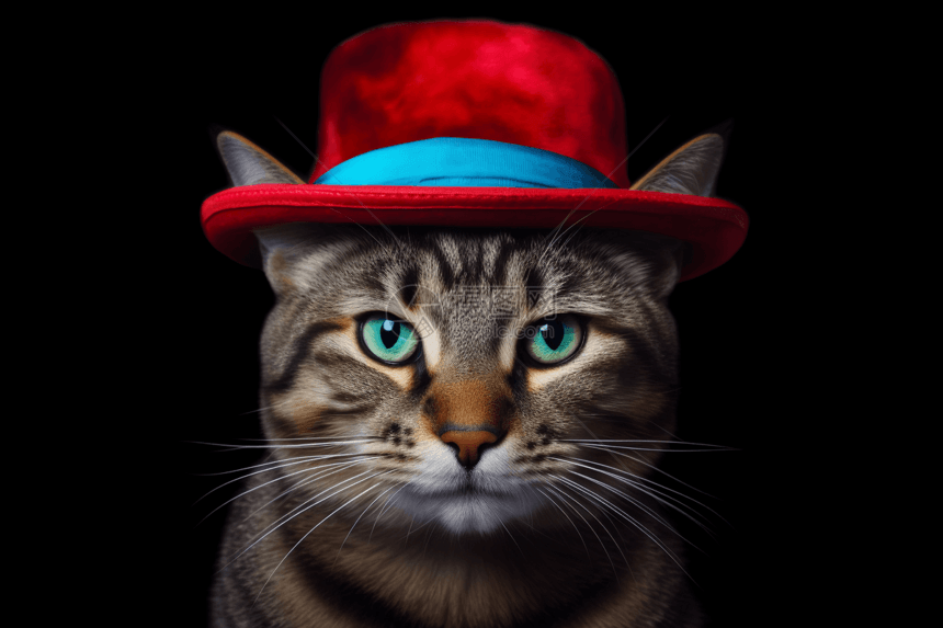 可爱的猫咪带着帽子图片