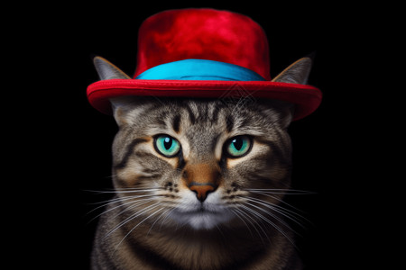 带着红铃铛的猫可爱的猫咪带着帽子背景